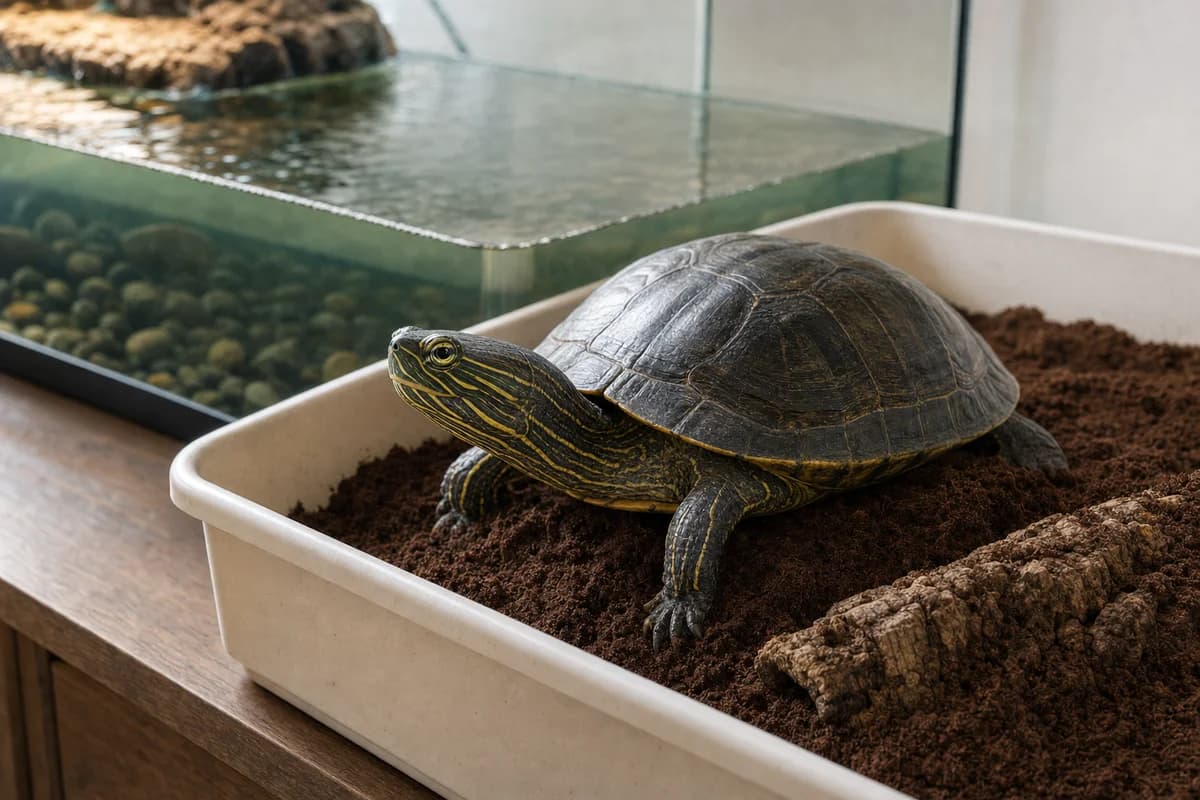 Samica żółwia wodnego składa jaja bez samca - gniazdo w akwaterrarium i kiedy do weterynarza
