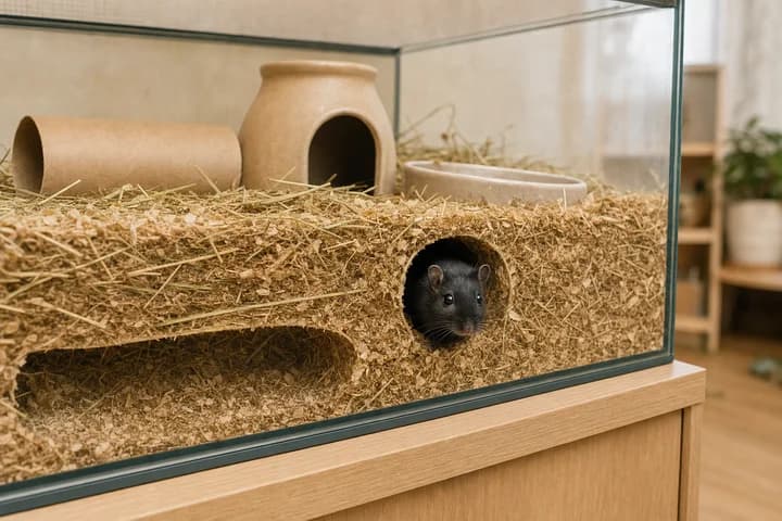 Terrarium czy klatka dla myszoskoczka? Jak urządzić dom do kopania