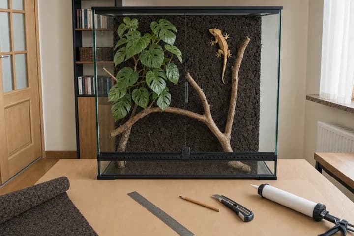Tło do terrarium: jak dociąć i przykleić ściankę korkową