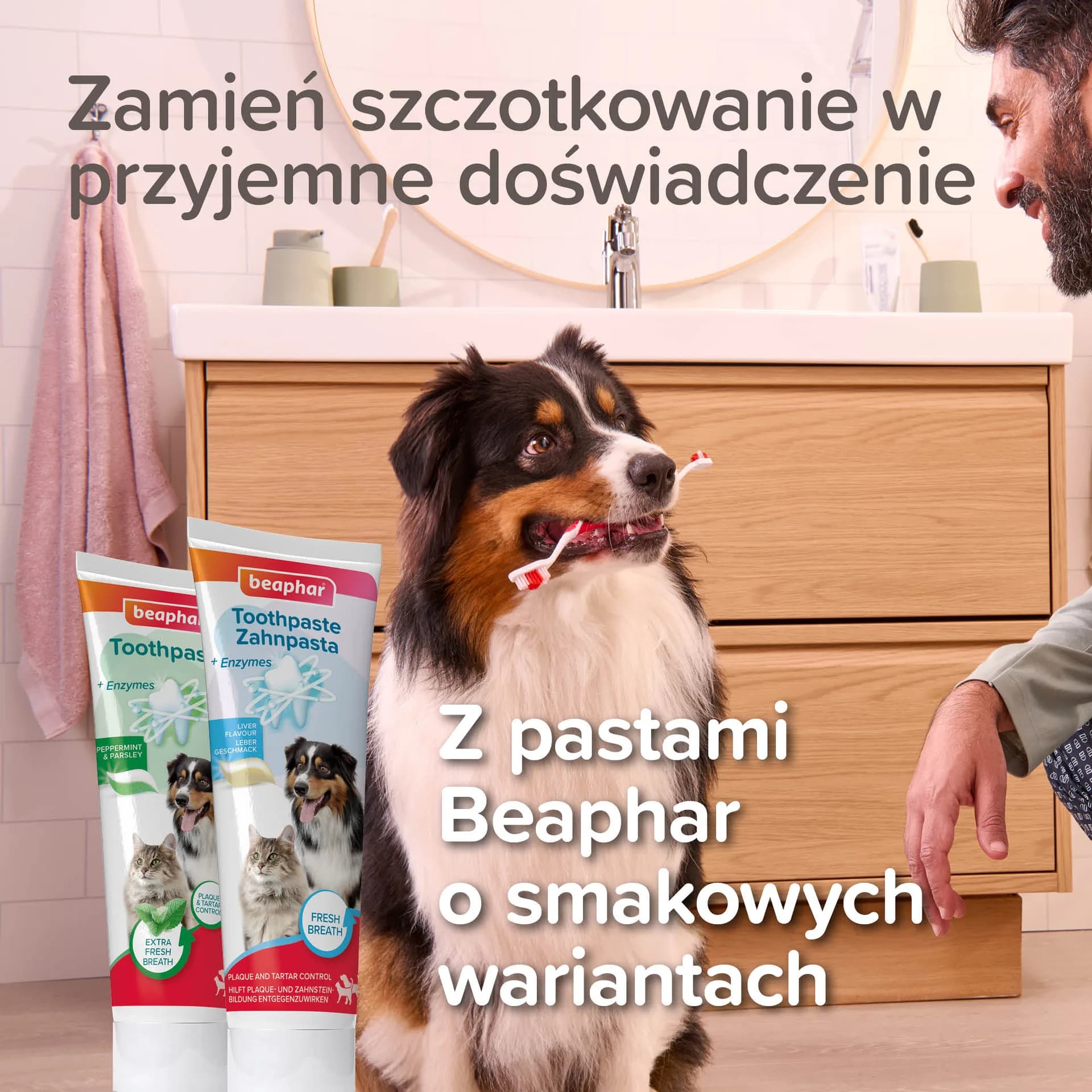 Beaphar dwustronna szczoteczka do zębów dla psów i kotów
