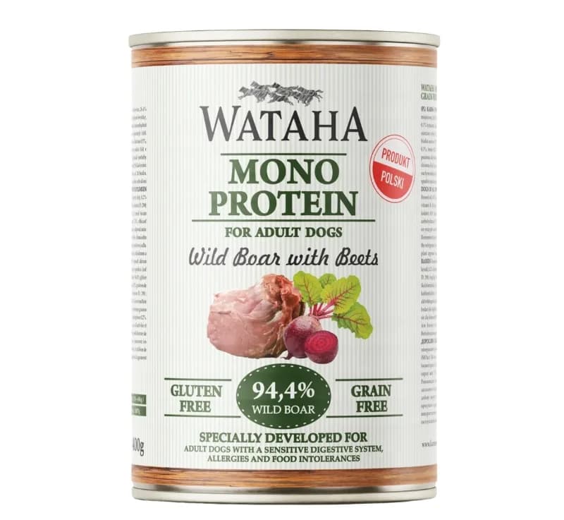 Wataha Mono Protein Adult Dog 94,4% Dzik z Burakami karma mokra z dzikiem i burakami dla dorosłych psów 400 g