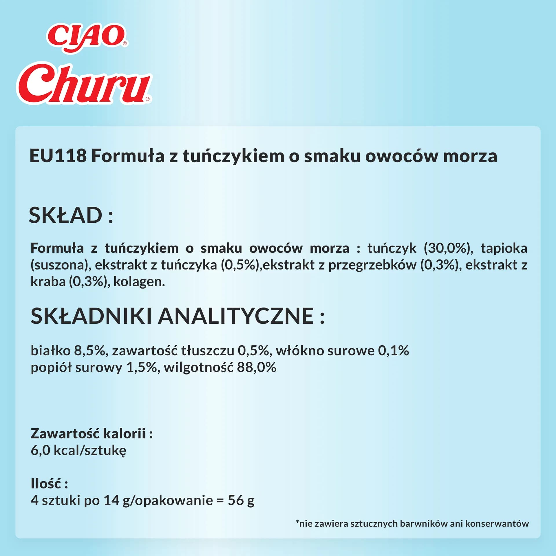 INABA Cat Churu Tuna With Seafood przysmak dla kotów 4 × 14 g 56 g