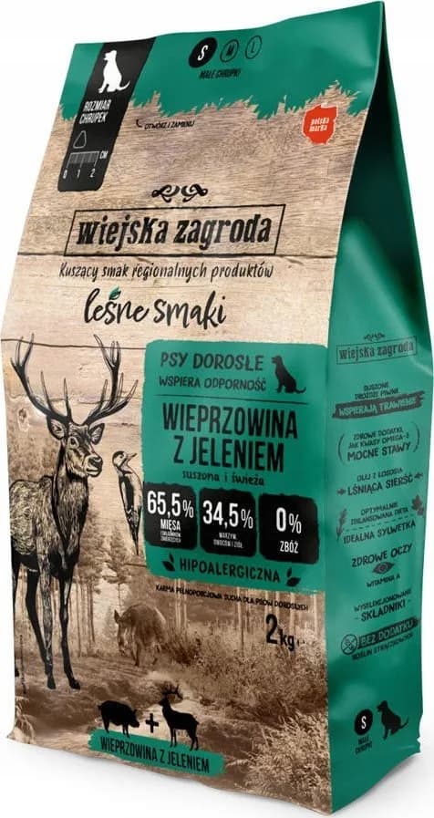 Wiejska Zagroda Leśne Smaki karma sucha z wieprzowiną i jeleniem dla dorosłych psów S