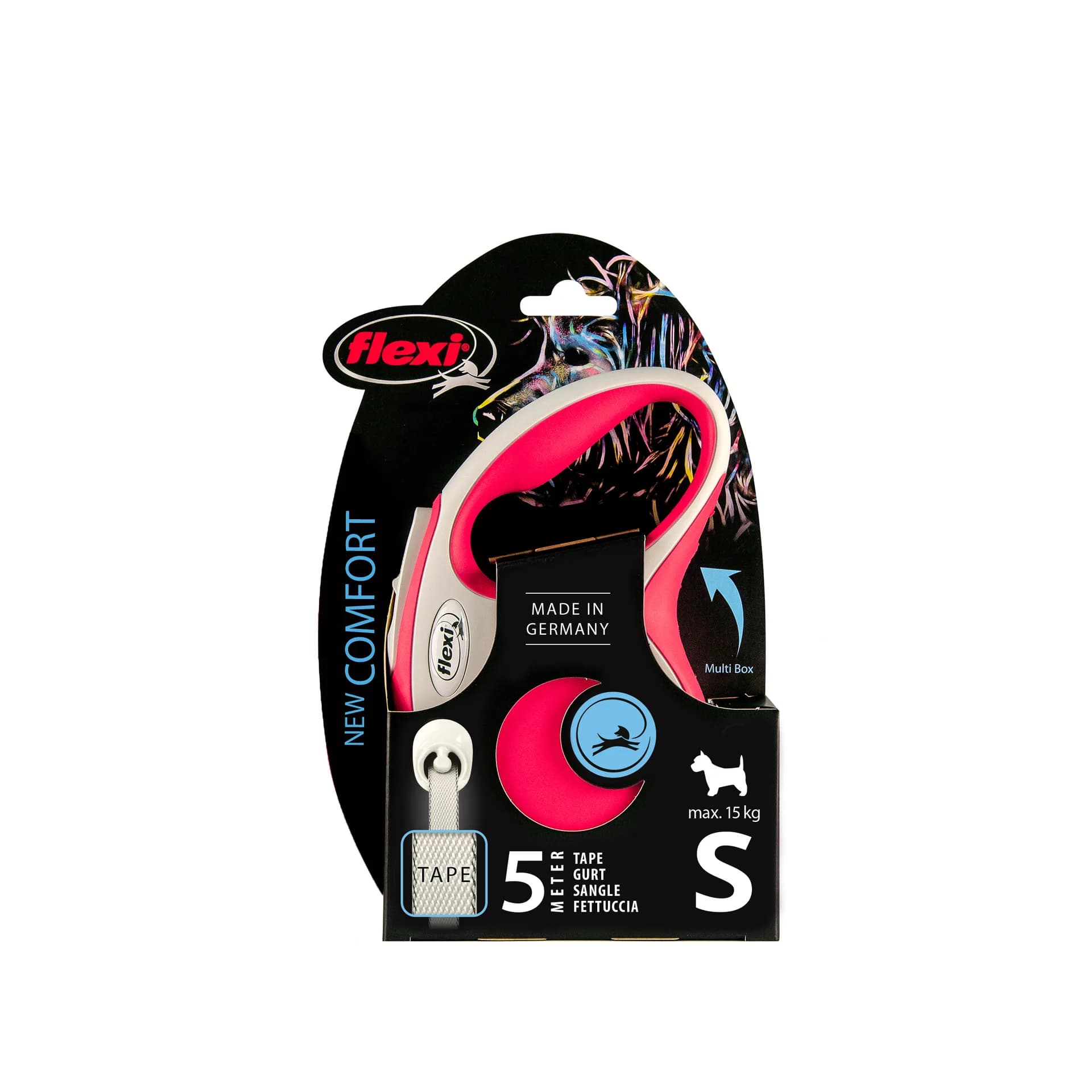 Flexi New Comfort smycz automatyczna dla psa taśma – S 5 m/15 kg