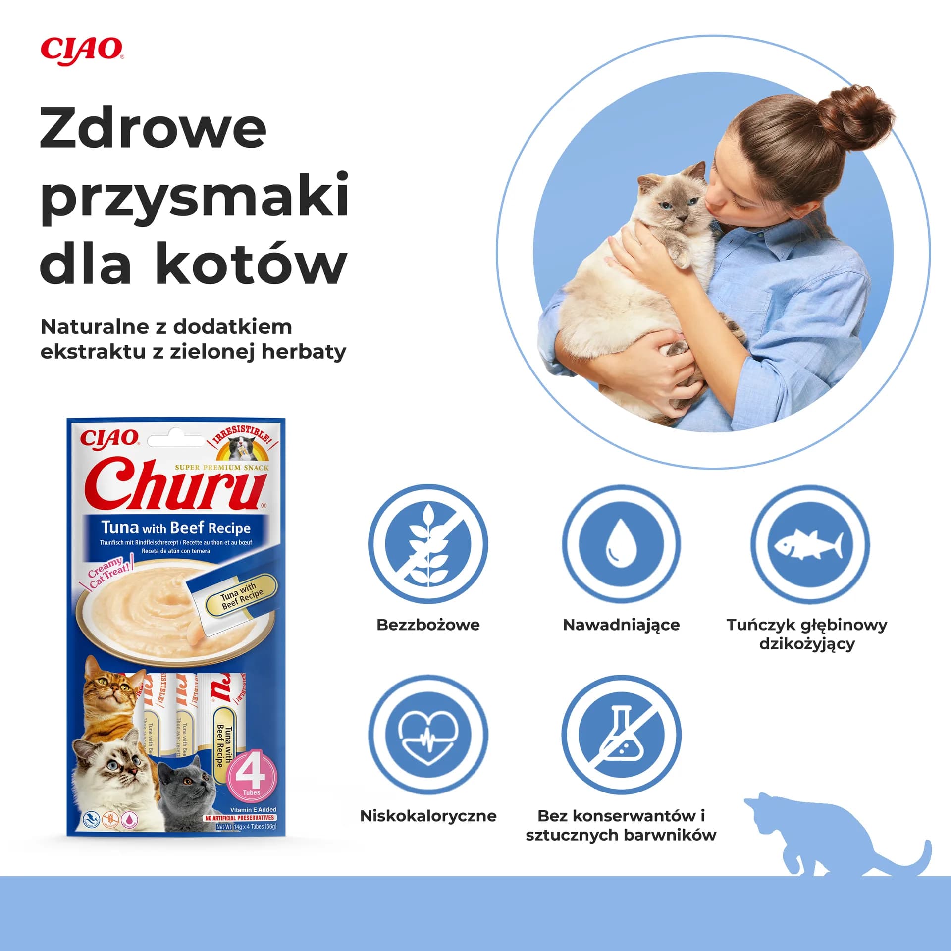 INABA Cat Churu Tuna With Beef Recipe przysmak dla kotów 4 × 14 g 56 g