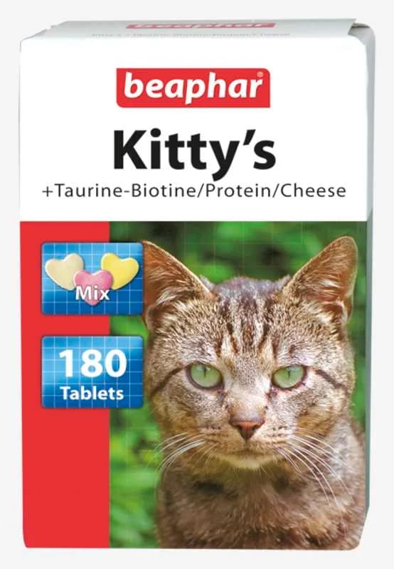 Beaphar Kitty's Mix przysmaki dla kota z zawartością tauryny, biotyny, protein oraz sera, wzbogacone witaminami 180 szt.