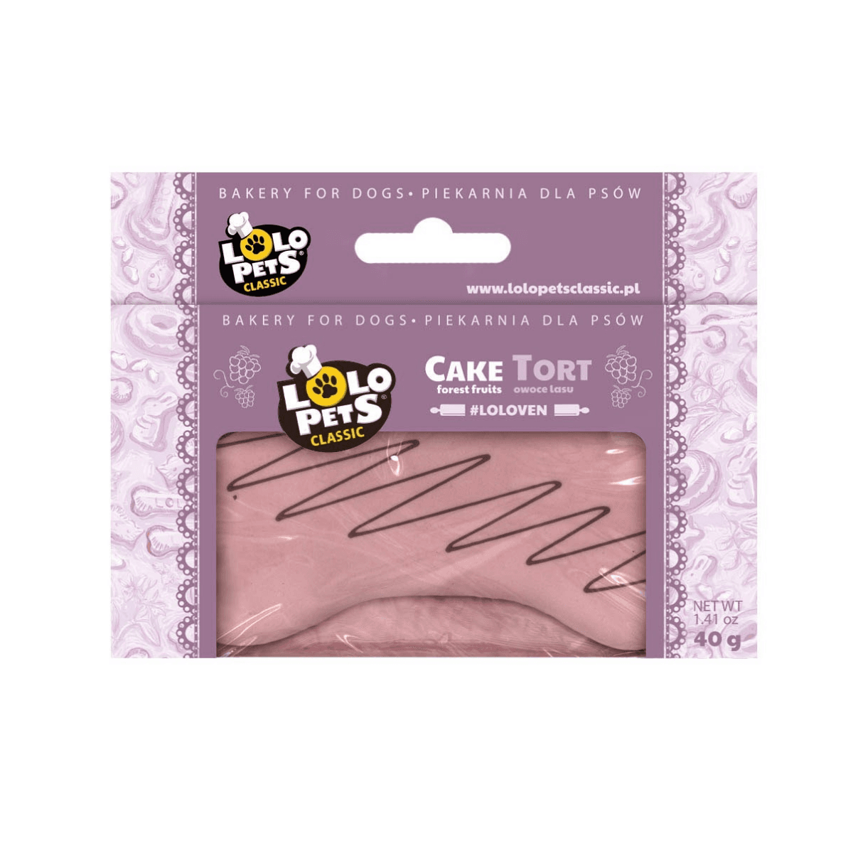 Lolo Pets Tort Mini przysmak dla psów Owoce Lasu 40 g