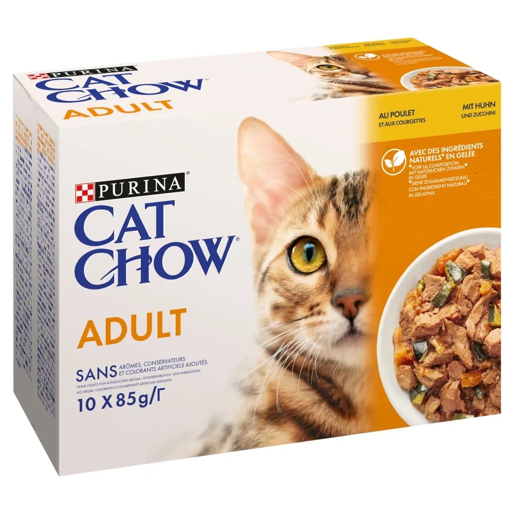Purina Cat Chow Adult karma mokra dla kota kurczak z cukinią 10 x 85g
