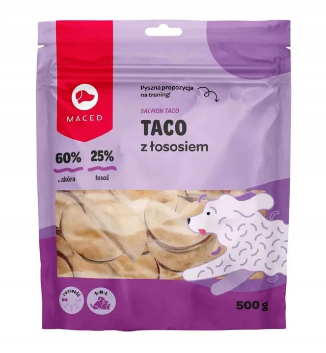 Maced przysmaki dla psów przysmak smakołyki Taco z łososiem Smaczki 500 g