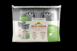 Almo Nature Holistic Anti Hairball Multipack z wołowiną i kurczakiem dla kota 6 × 70 g