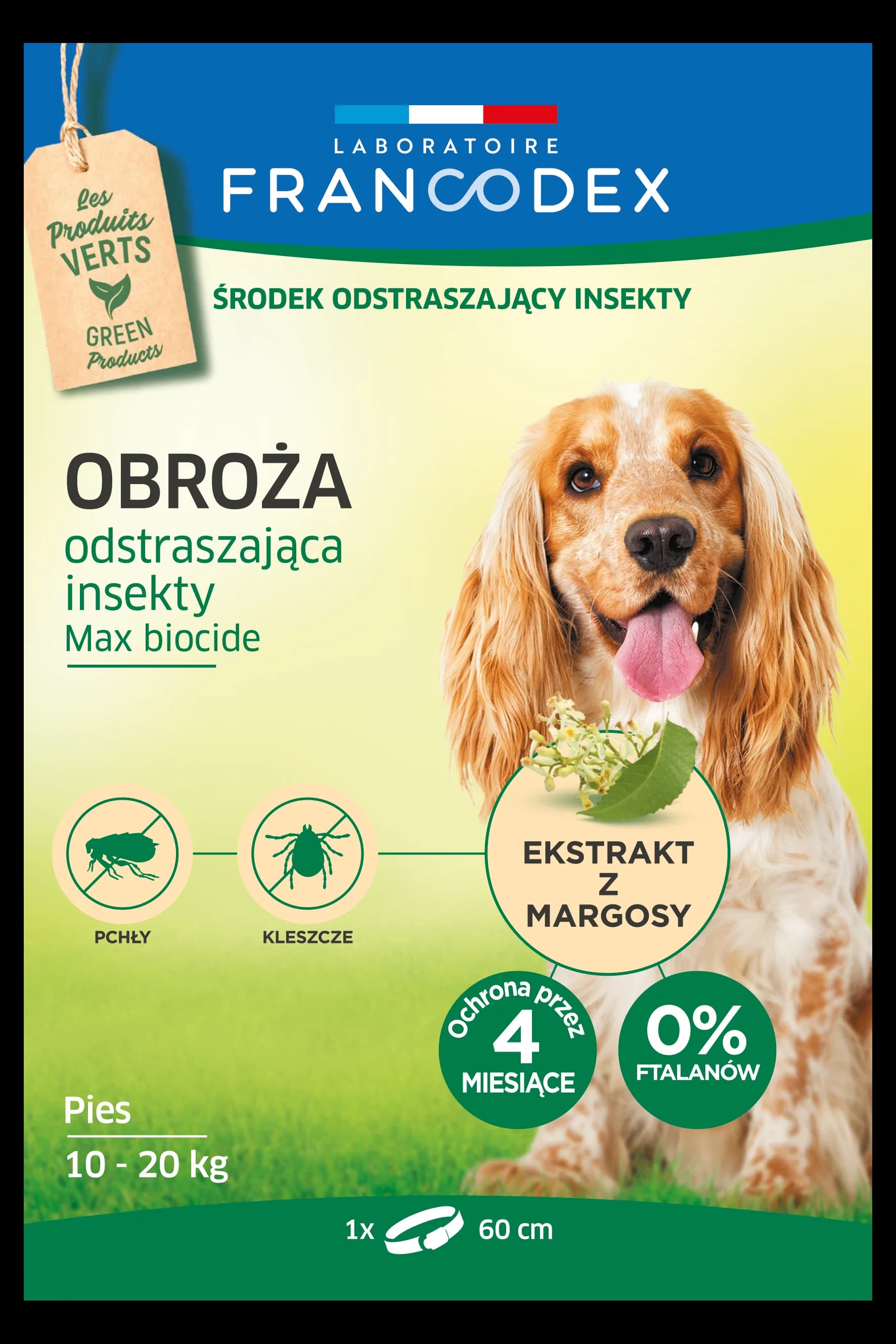 Francodex obroża dla średnich psów odstraszająca insekty 10-20 kg