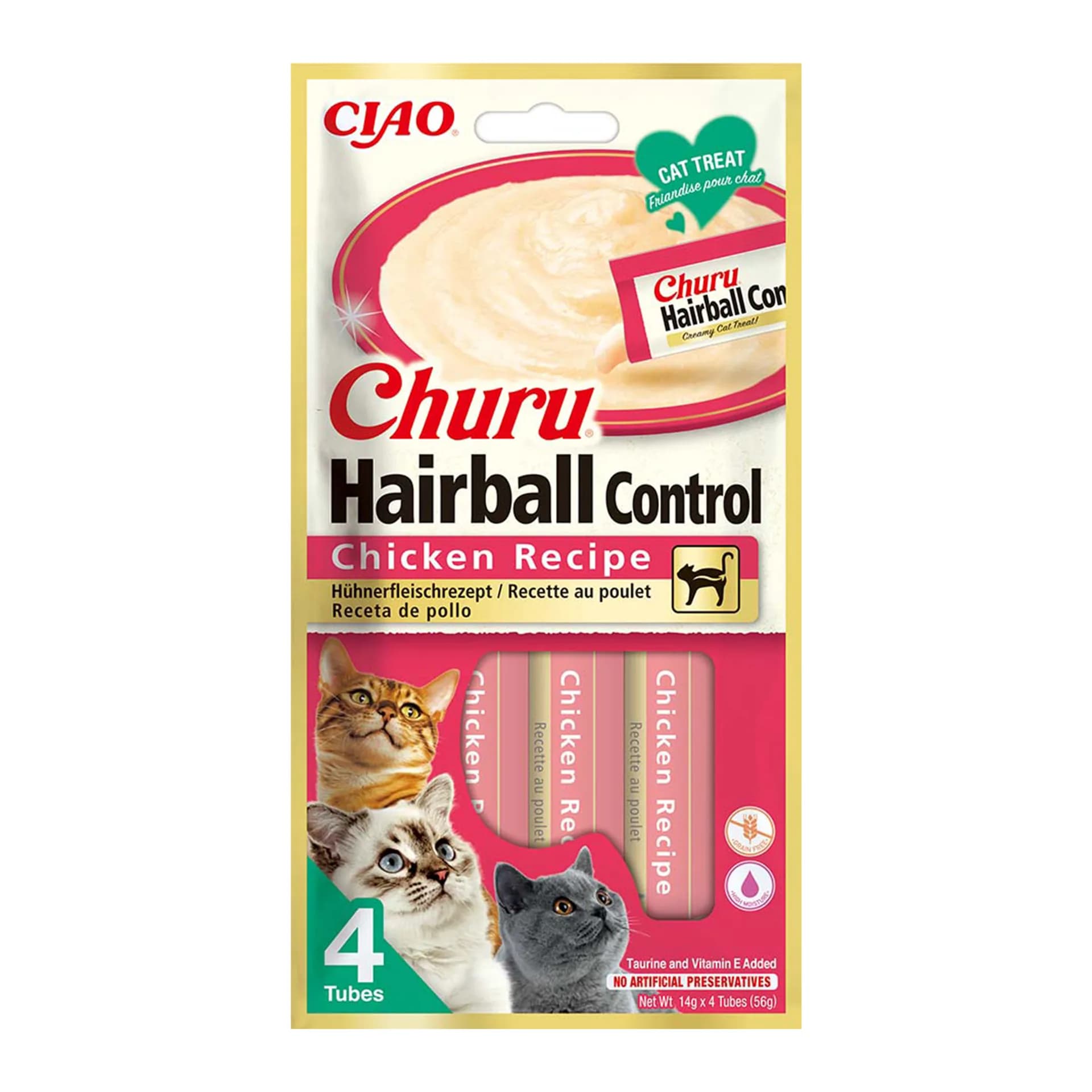 INABA Cat Churu Hairball Chicken przysmak dla kotów 4 × 14 g