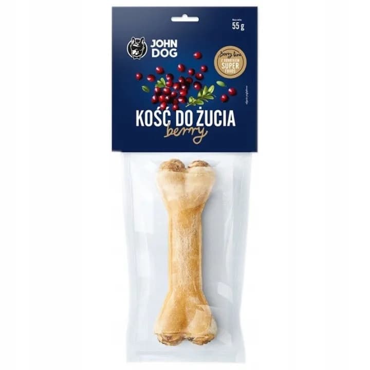 John Dog Smakołyki Kość do żucia Berry żwacz i penis wołowy z żurawiną 12 cm 1 szt.