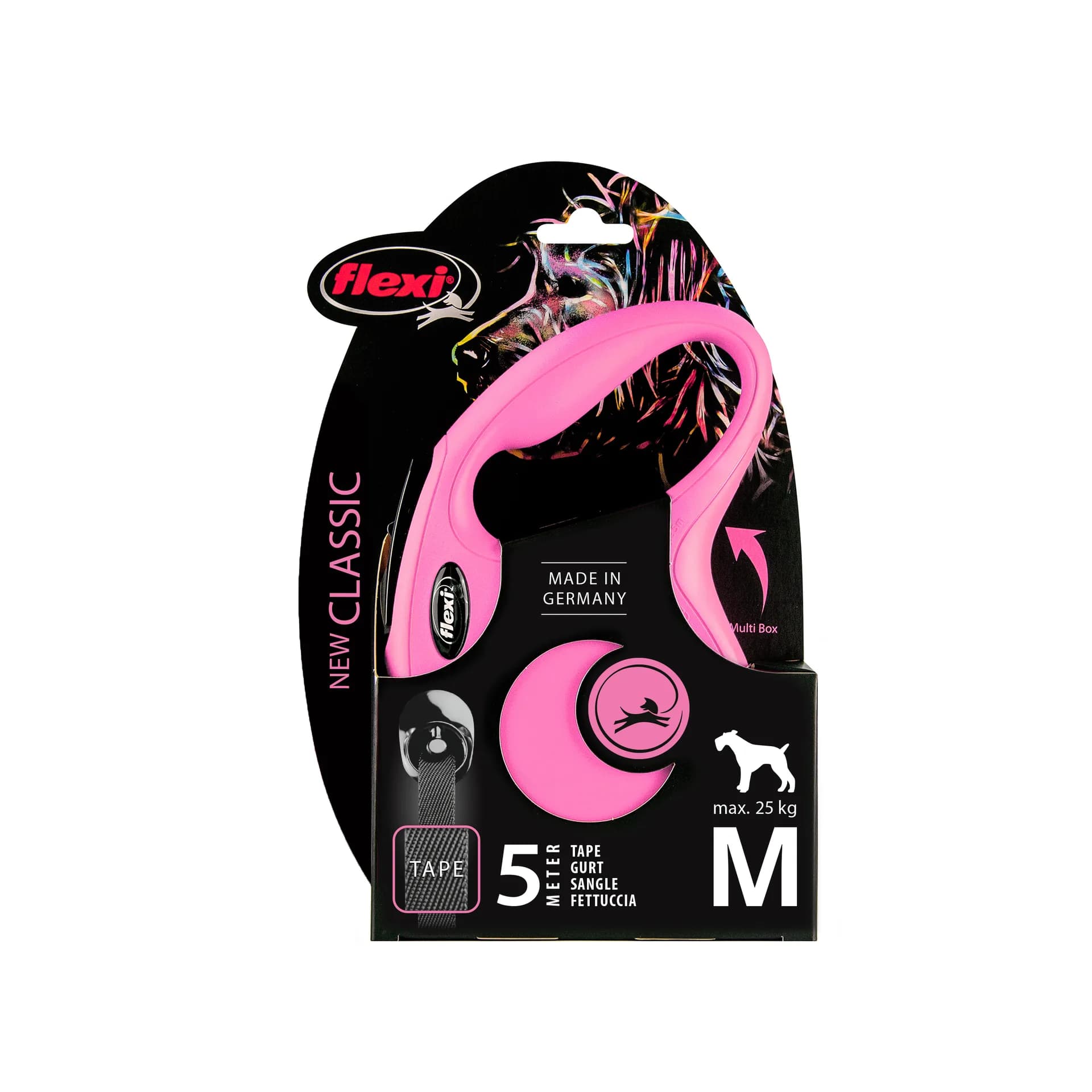 Flexi New Classic smycz automatyczna taśmowa dla psa – M 5 m/25 kg