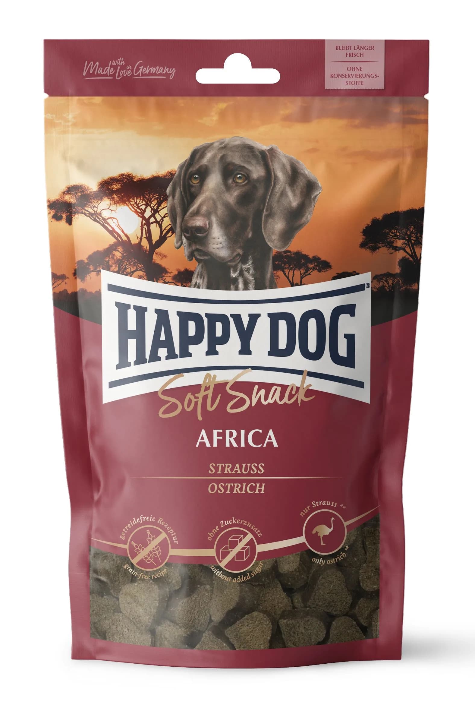 Happy Dog Soft Snack Afryka przysmak dla psów dorosłych saszetka struś 100 g
