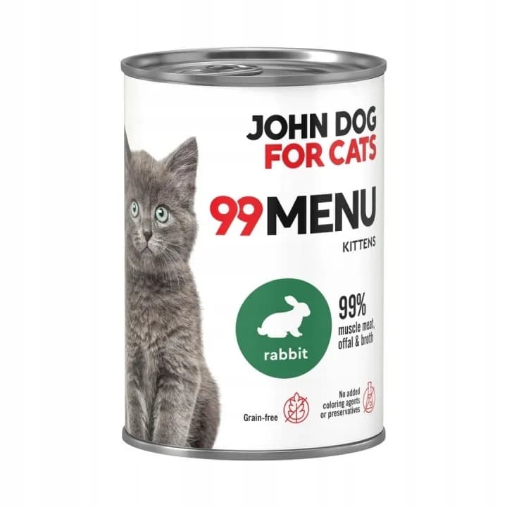 John Dog 99 Menu karma mokra z kurczakiem i królikiem dla kociąt 400 g