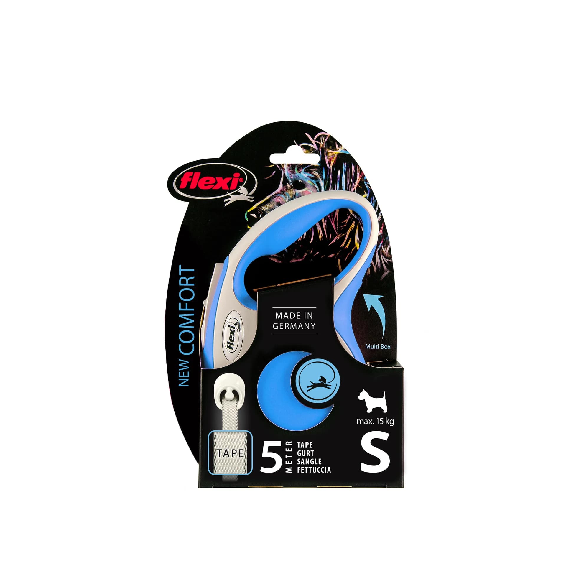 Flexi New Comfort smycz automatyczna dla psa taśma – S 5 m/15 kg