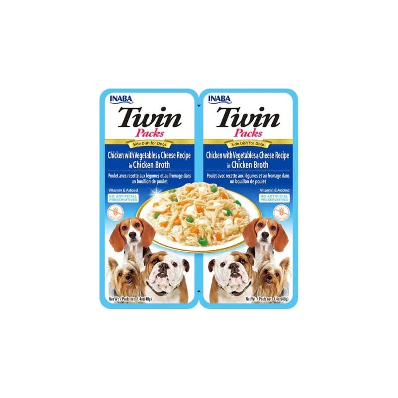 INABA Dog Twin Packs Chicken Vegetables & Cheese Recipe karma mokra z kurczakiem, warzywami i serem dla psów 2 x 40 g