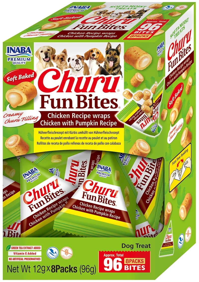 INABA Dog Churu Fun Bites przysmak dla psów miękkie kąski Kurczak i dynia 8 x 12 g 96 g