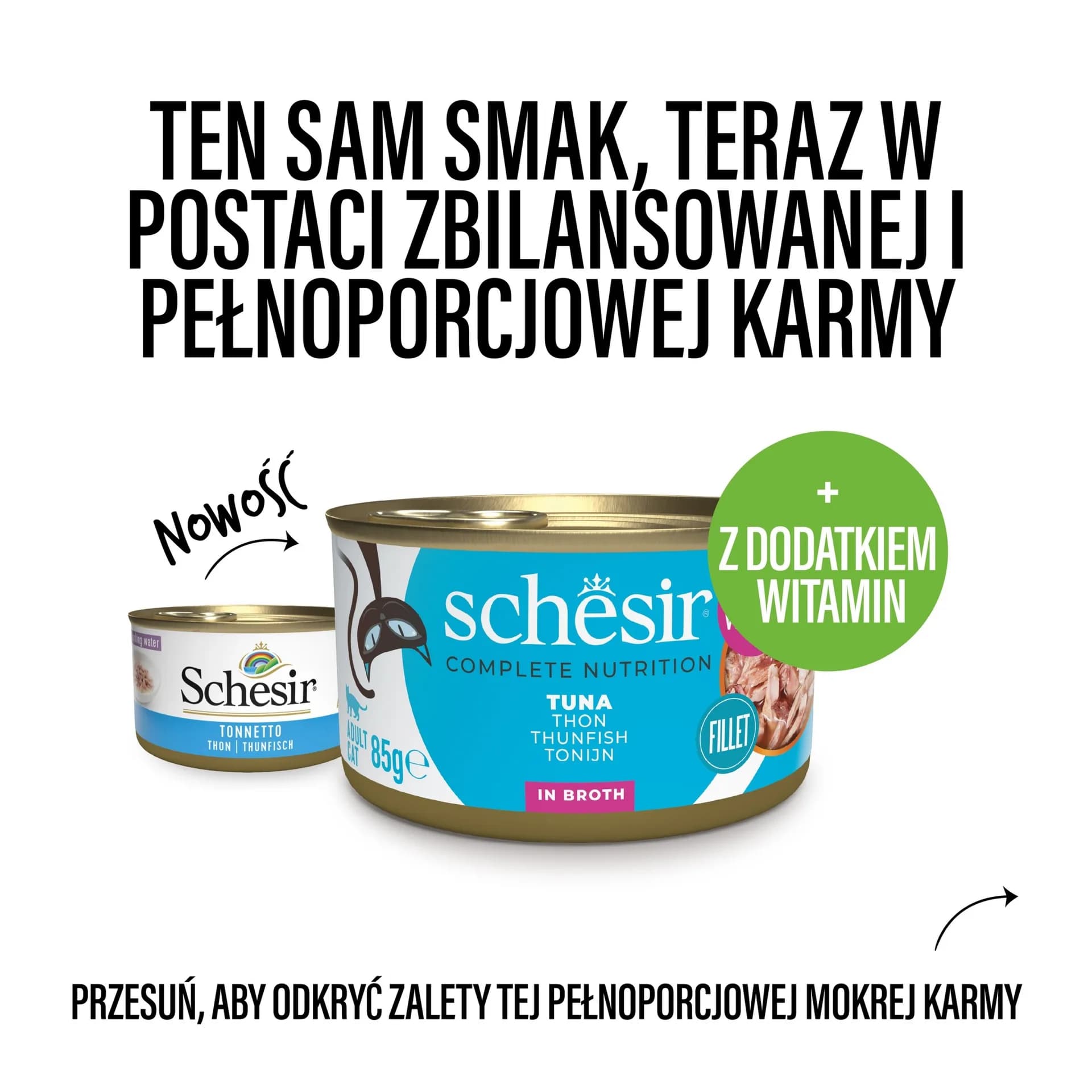 Schesir karma mokra dla kotów tuńczyk w bulionie puszka 85 g