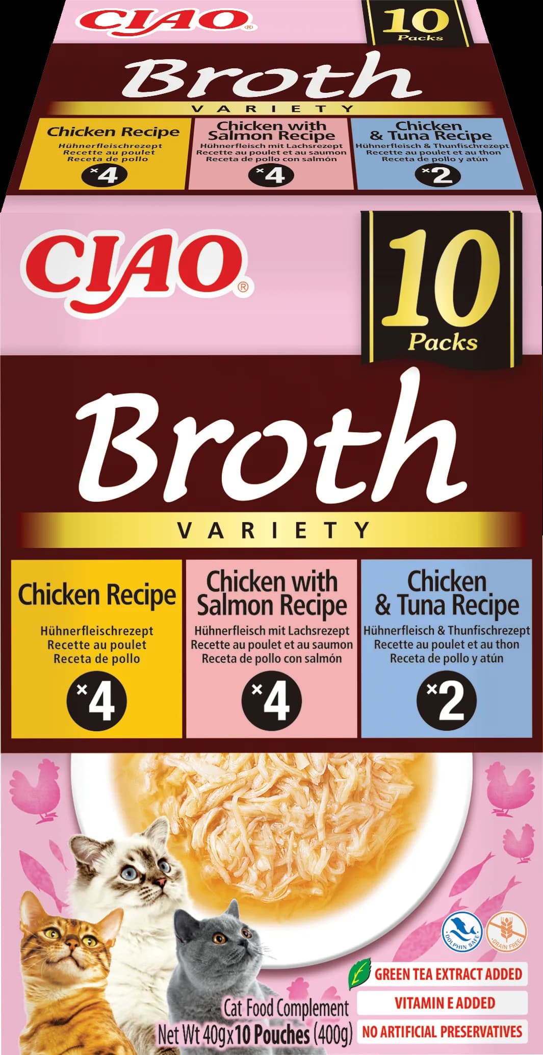 INABA Multipack Ciao Uzupełniająca karma dla kota Mix smaków kurczak tuńczyk łosoś 10 × 40 g