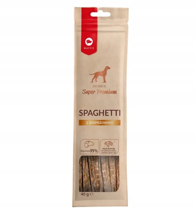Maced Przysmak dla psów Super Premium Spaghetti z Wieprzowiny Smakołyk 40 g