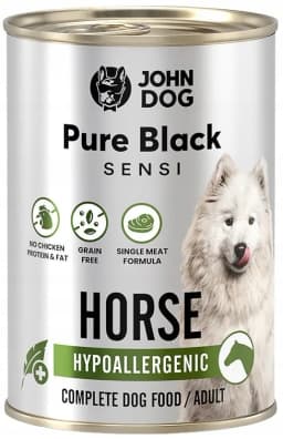 John Dog Pure Black Sensi Adult hipoalergiczna karma mokra dla psa z koniną