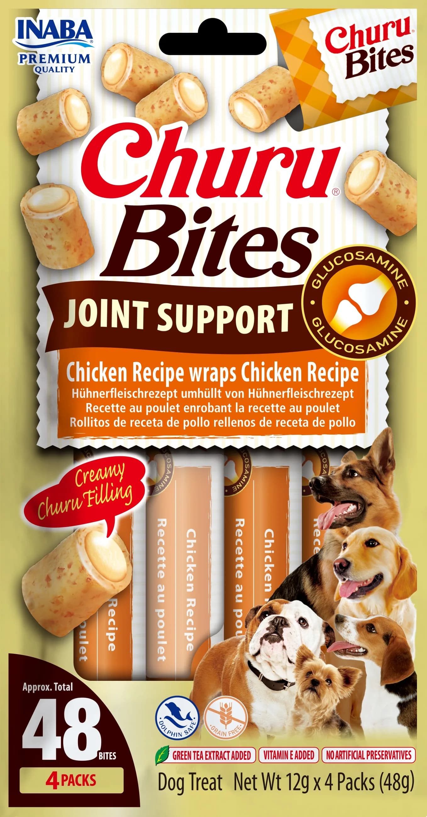 INABA Dog Churu Bites Joint Support Chicken 4 x 12 g