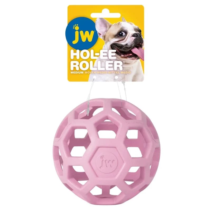 JW Pet Hol-ee roller m pink elastyczna piłka dla psa do zabawy ø 11,5 cm