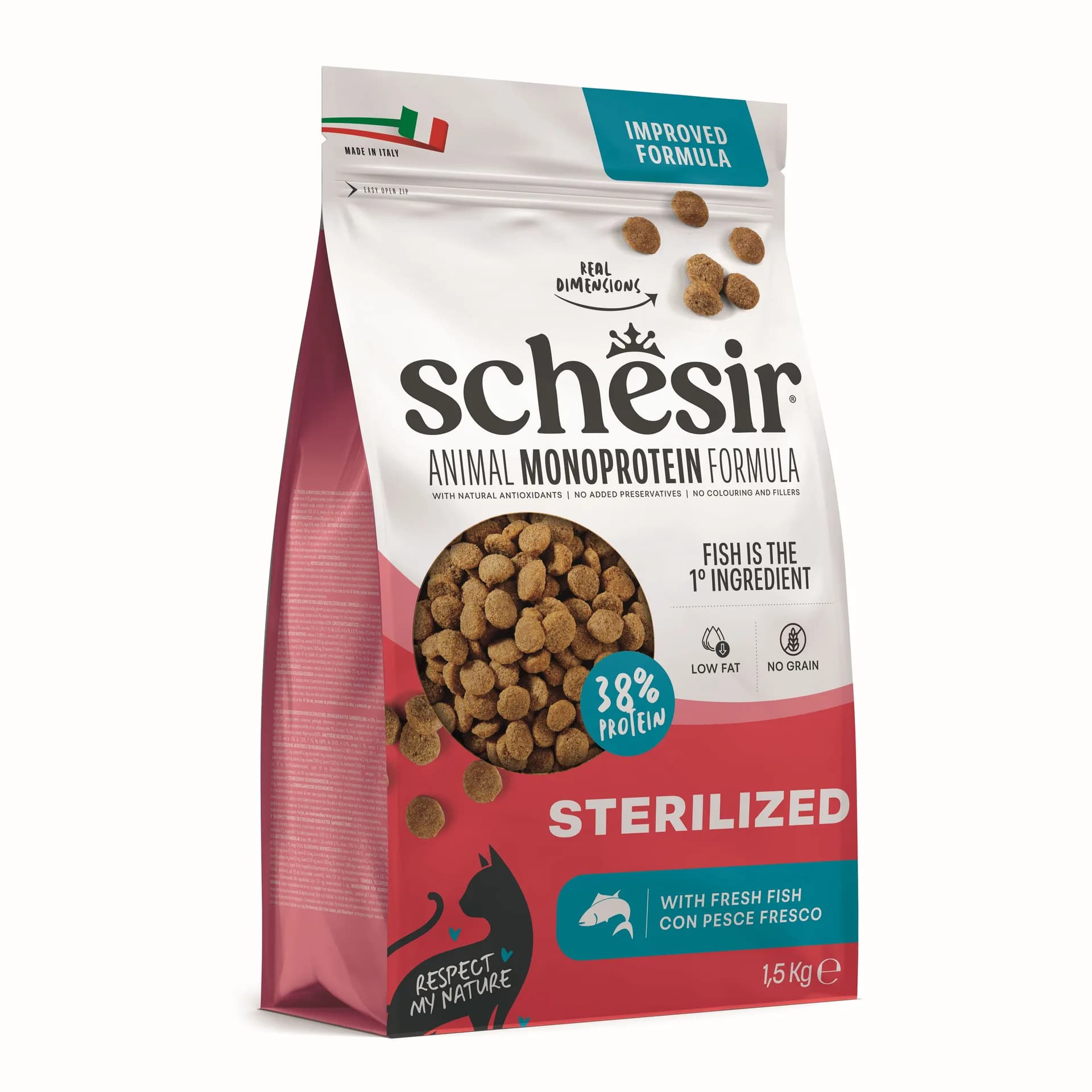 Schesir Animal Monoprotein Formula Sterilized karma sucha dla kota po sterylizacji ryba worek – 15 kg