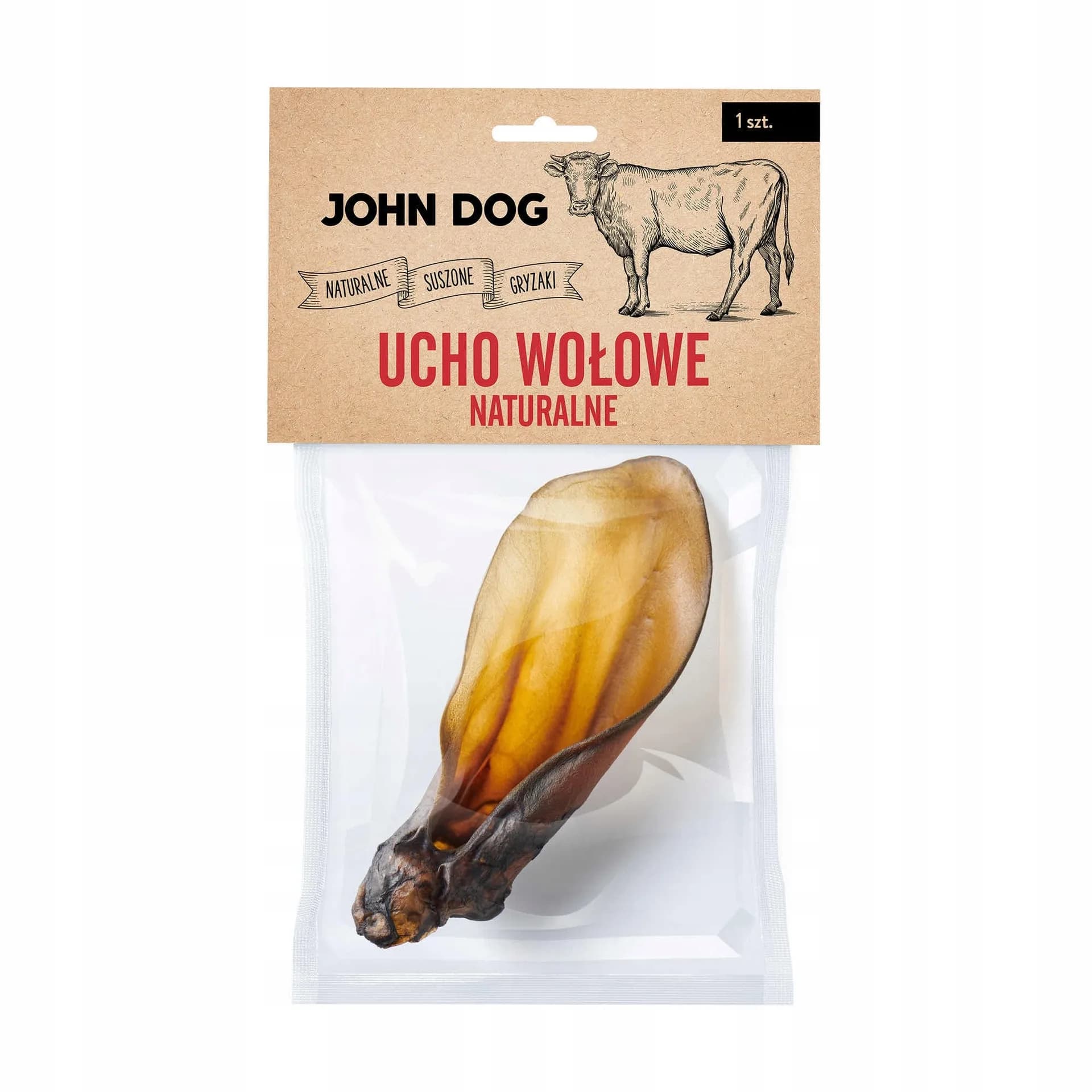 John Dog Suszony gryzak dla psa ucho wołowe naturalne