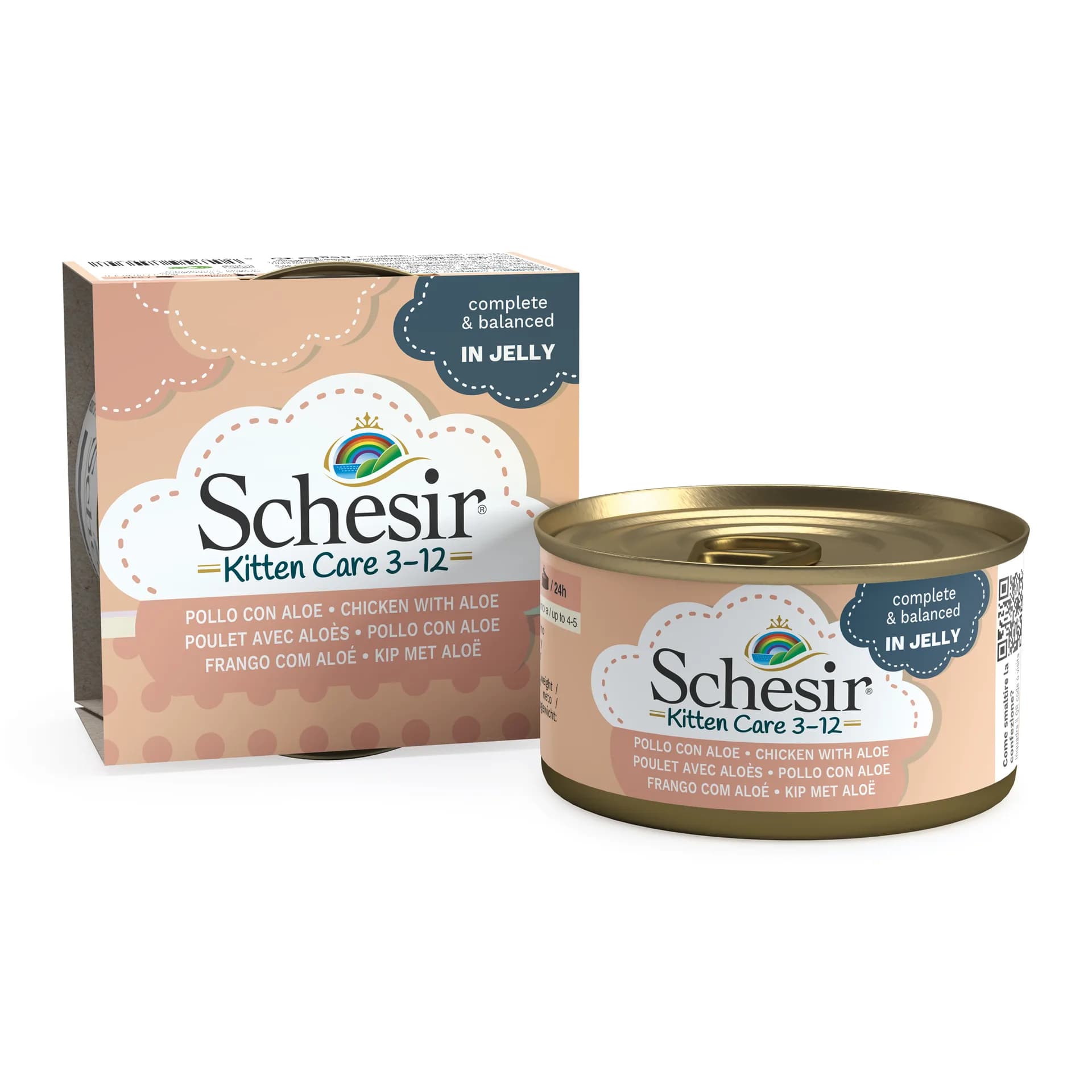 Schesir Kitten Care 3-12 karma mokra dla kociąt kurczak z aloesem 85 g