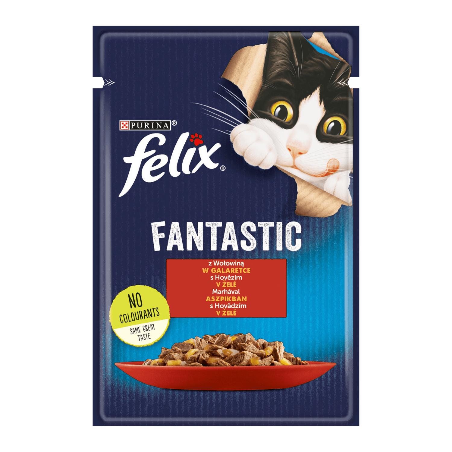 Felix Fantastic Saszetki dla kota karma mokra Wołowina 1 szt. 85 g