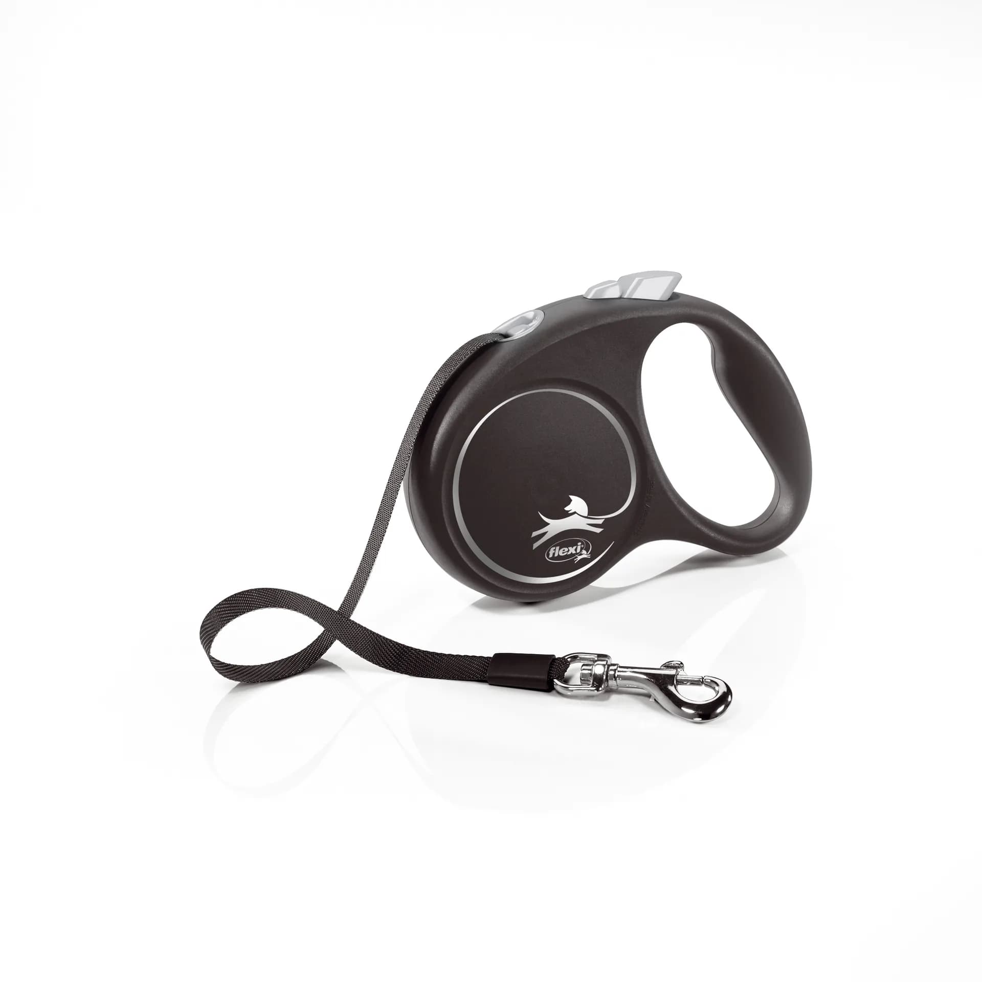 Flexi Black Design smycz automatyczna dla psa taśma czarno/srebrny/- S 5 m 15 kg