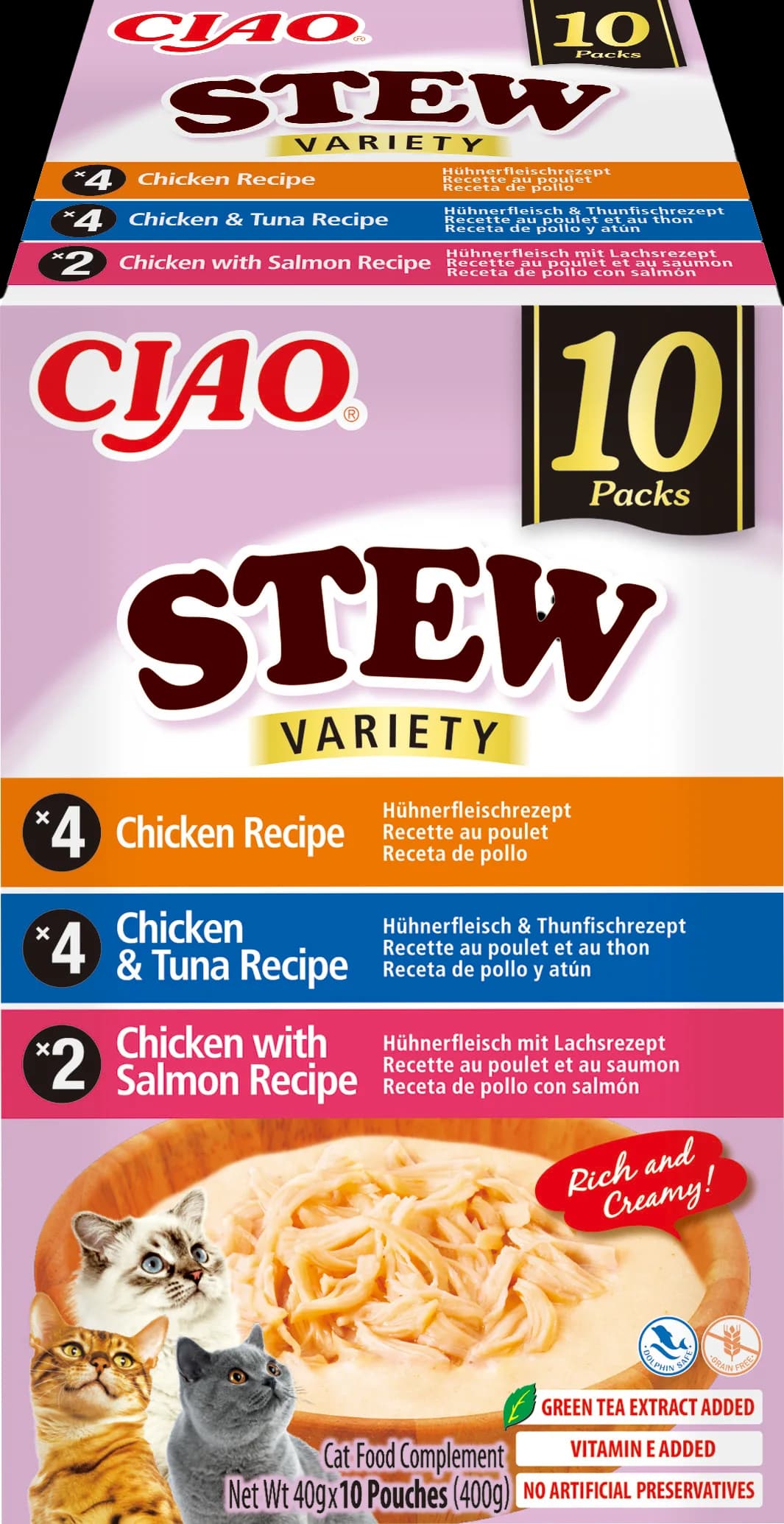 INABA Multipack uzupełniająca karma dla kotów mix smaków kurczak tuńczyk łosoś 10 × 40 g