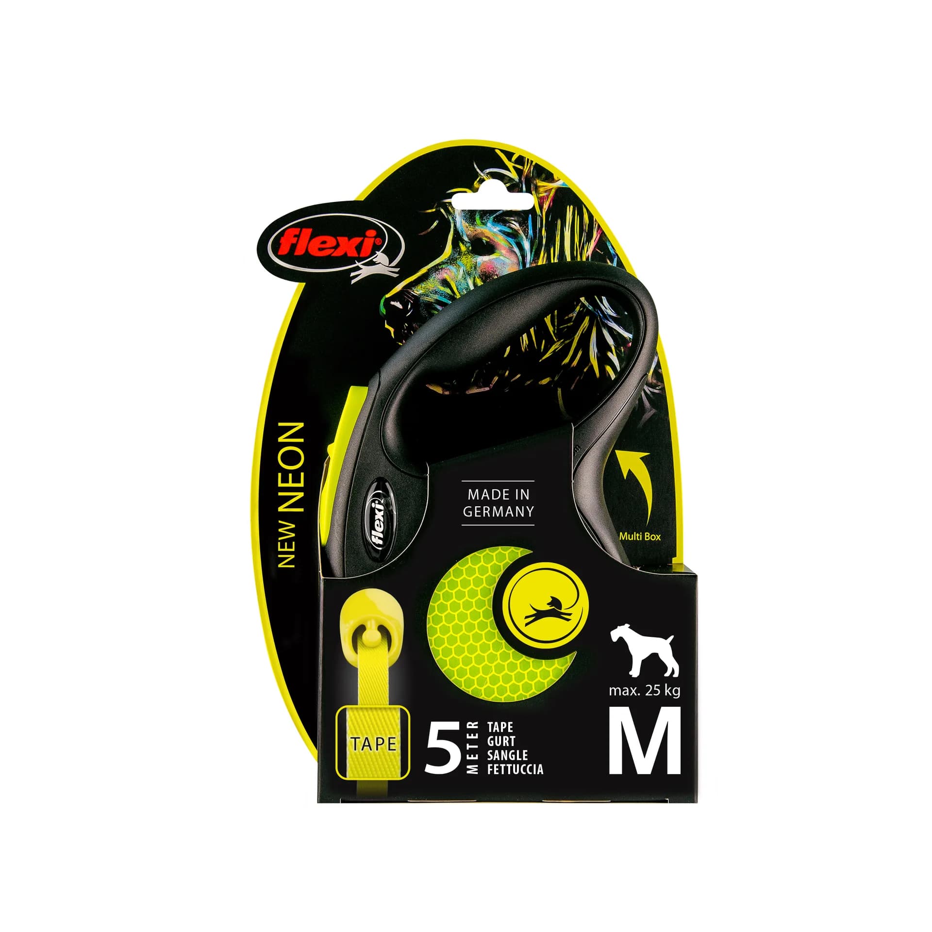 Flexi New Neon smycz automatyczna dla psa taśma – żółty, do 25 kg
