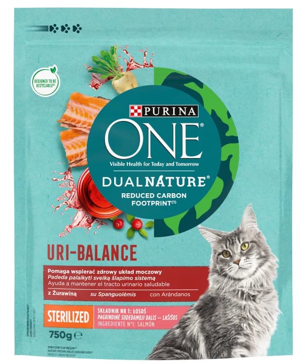 Purina ONE Dual Nature Sterilcat karma dla kotów łosoś i żurawina 750 g