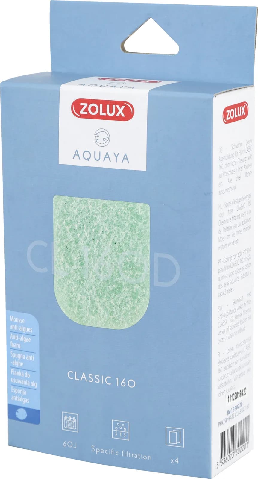 Zolux Aquaya Phosphate Classic wkład filtracyjny do filtra akwarium 4 szt. – Classic 160