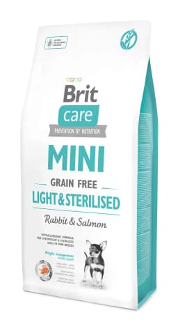 Brit Care Dog Mini Grain Free Light & Sterilised Rabbit & Salmon sucha karma dla psów małych ras z królikiem i łososiem