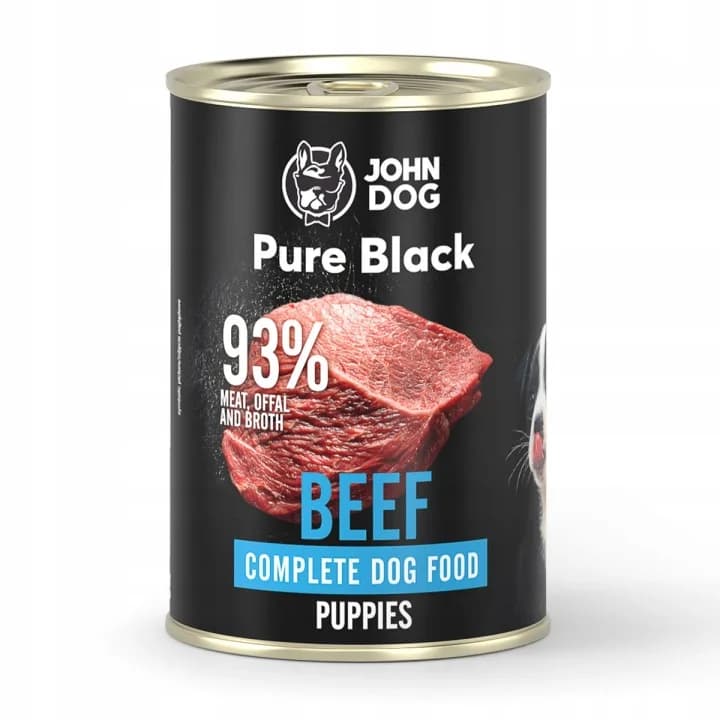John Dog Pure Black Junior monobiałkowa karma mokra dla szczeniąt z wołowiną – 400 g