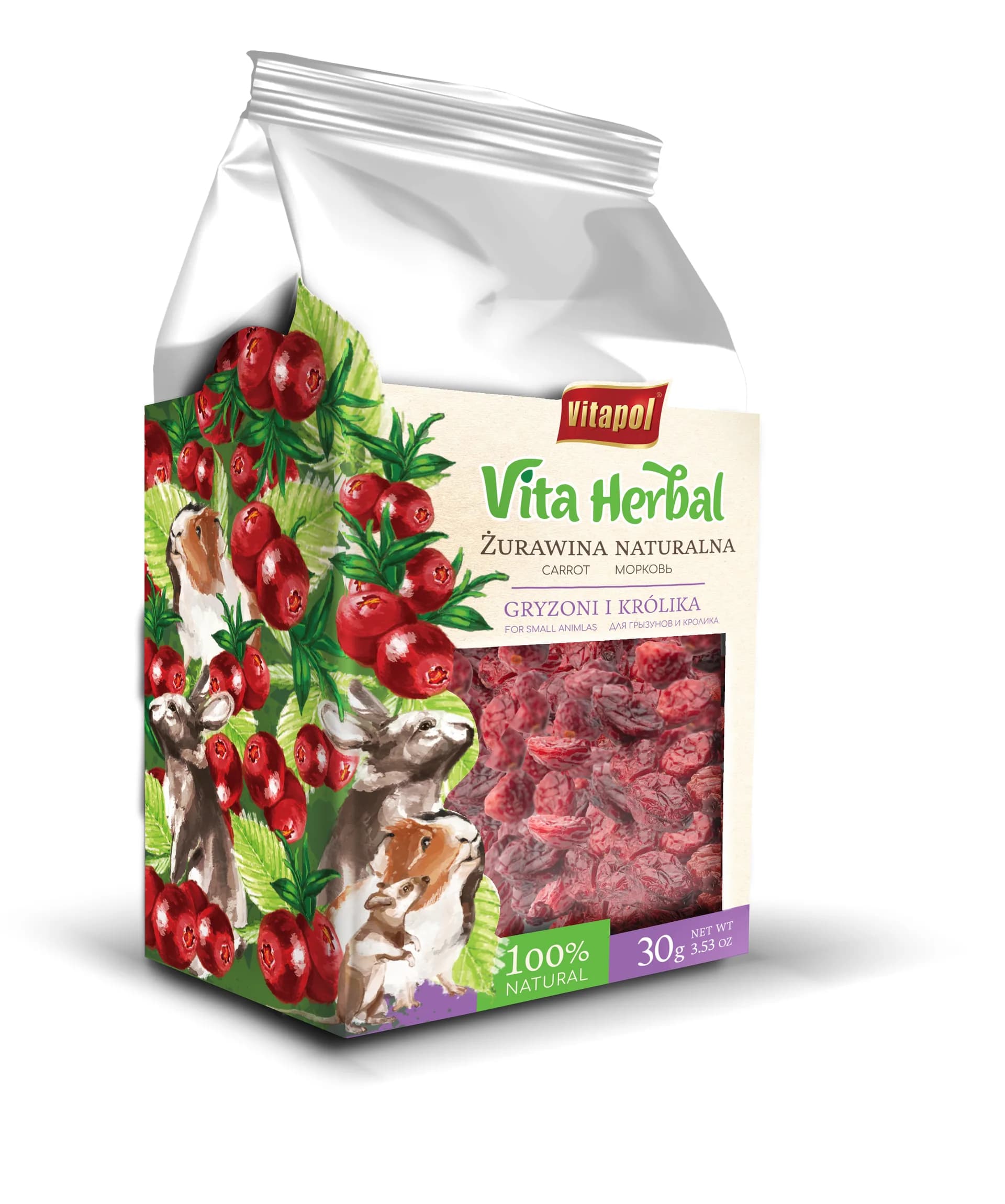 Vitapol Vita Herbal Żurawina naturalna przysmak dla gryzoni i królika 30 g