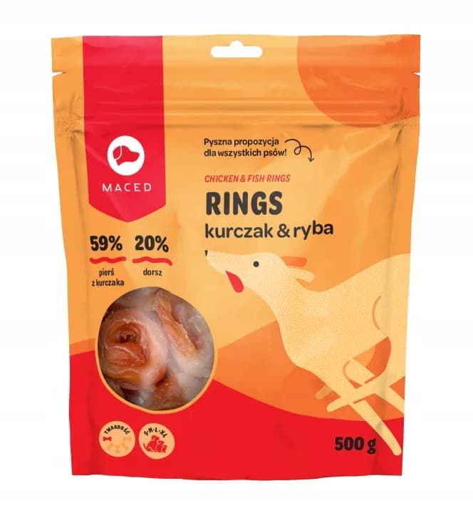 Maced Przysmaki dla psów Miękkie Pierścienie z Kurczakiem i Rybą Rings 500 g