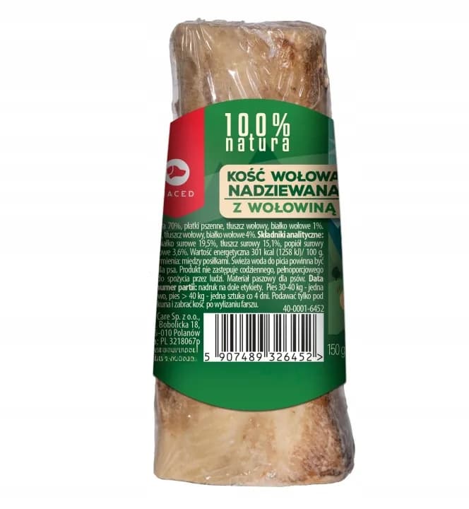 Maced Przysmak dla psa Kość Nadziewana Wołowiną 100% Natura 150 g