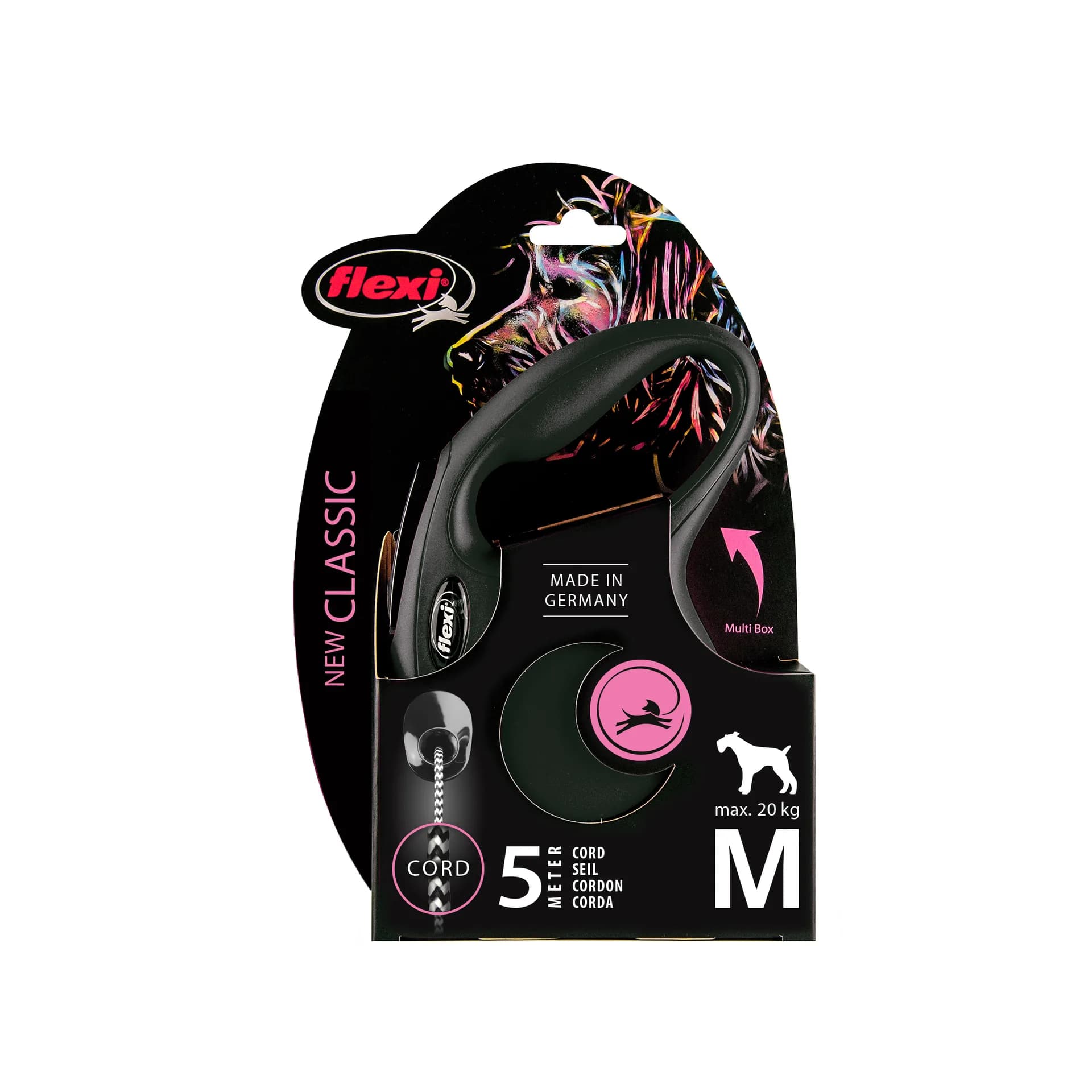 Flexi New Classic smycz automatyczna sznurkowa dla psa – M 5 m/20 kg