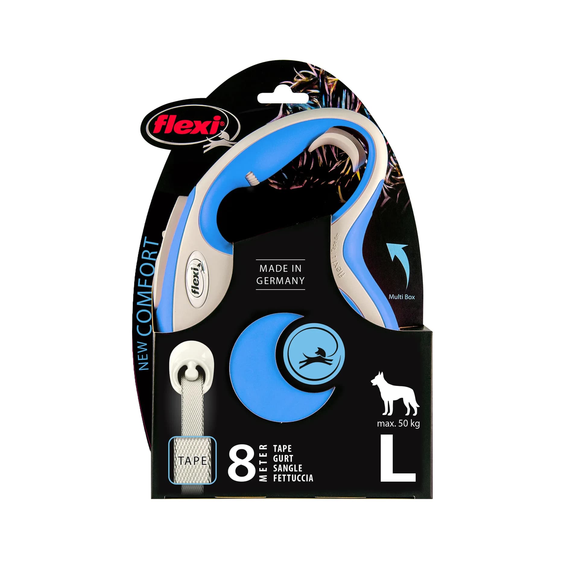 Flexi New Comfort smycz automatyczna dla psa taśma – L 8 m/50 kg