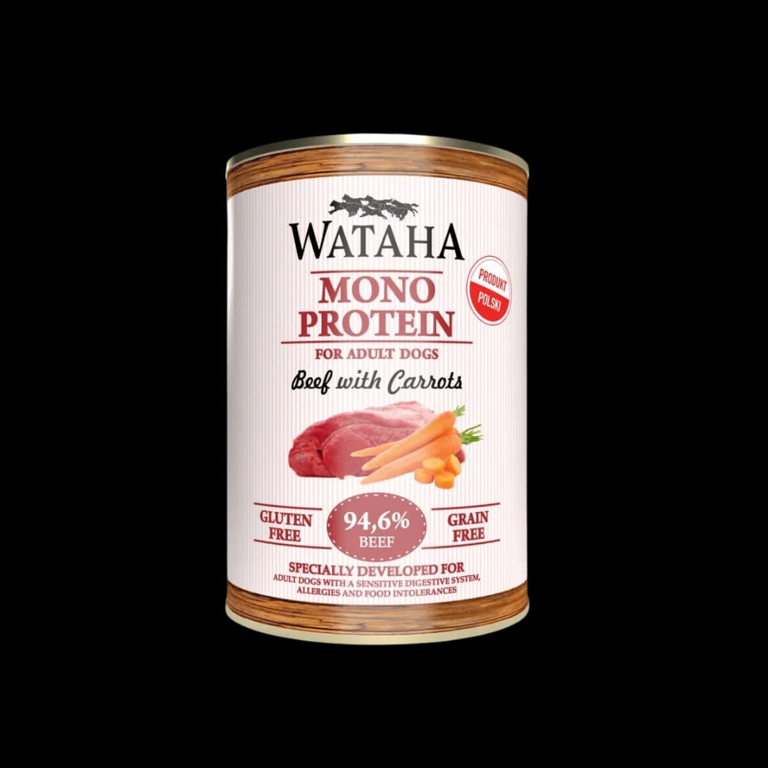 Wataha Mono Protein Adult Dog 94,6% Wołowina z Marchewką karma mokra z wołowiną i marchewką dla dorosłych psów 400 g