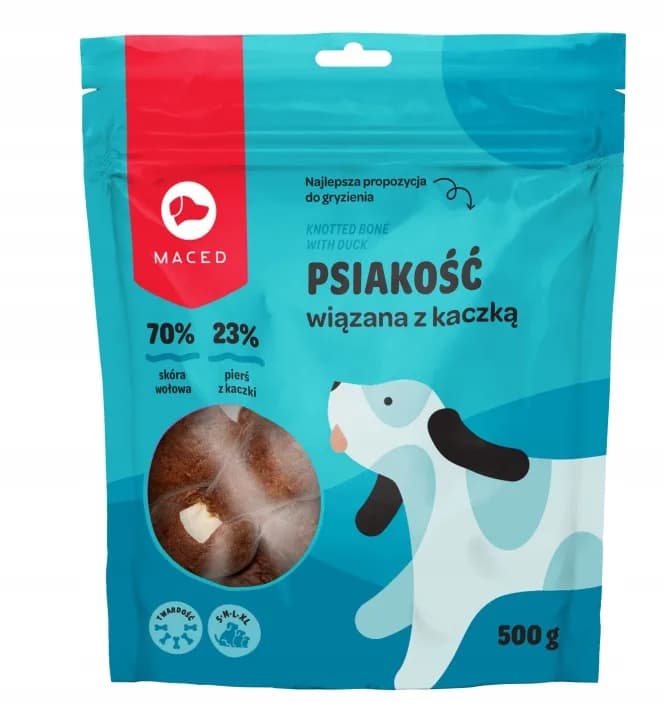 Maced Psiakość Wiązana z Kaczką Przysmak dla psa 13 cm 500 g