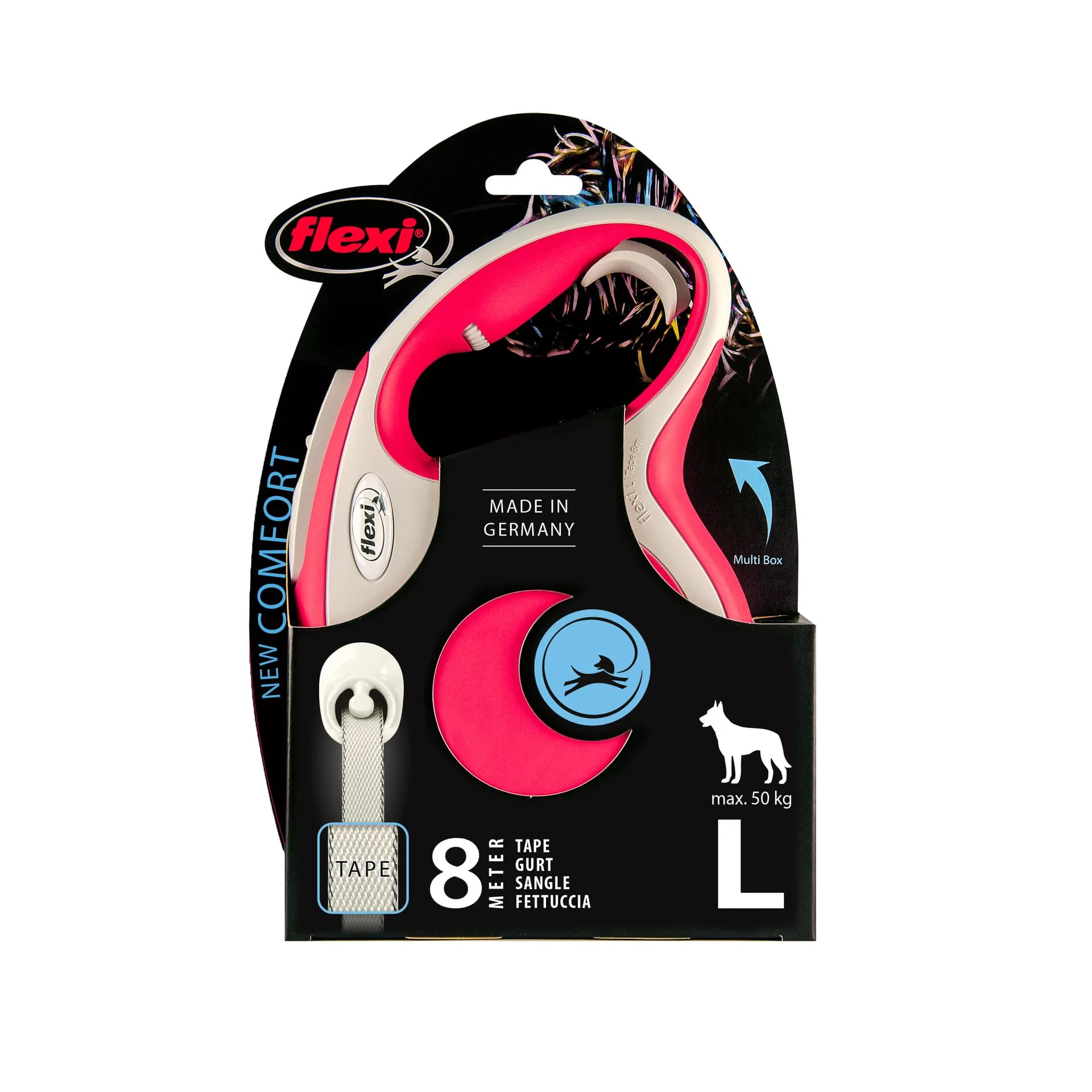 Flexi New Comfort smycz automatyczna dla psa taśma – L 8m/50kg