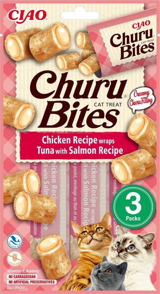 INABA Cat Churu Bites Chicken wraps Tuna & Salmon 3 × 10 g