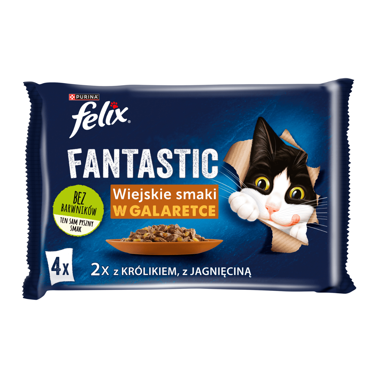 Felix Fantastic saszetki dla kota karma mokra Królik Jagnięcina 4 × 85 g